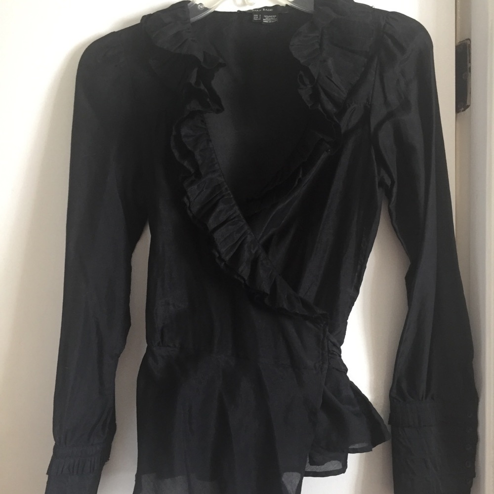 Zara Silk Blend Ruffle Top